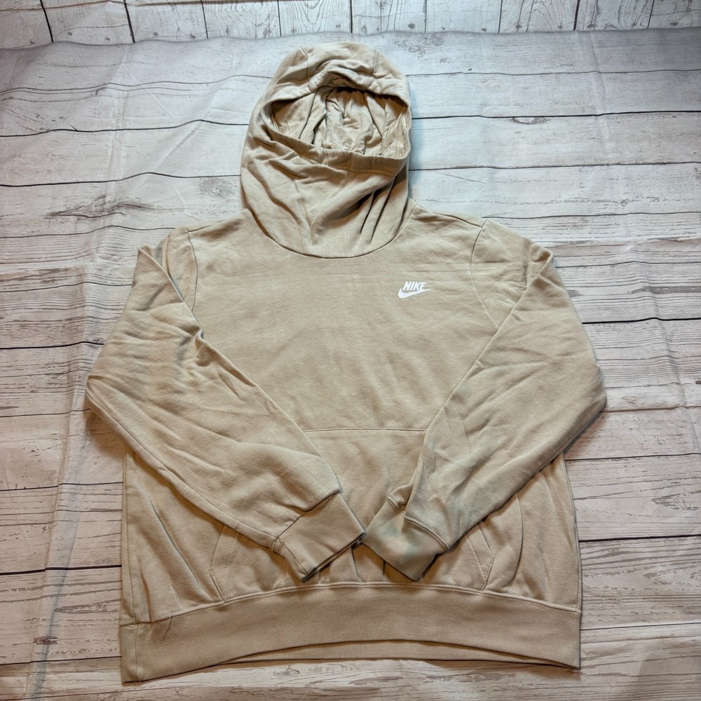 Nike Mock Neck Hoodie Tan‎ Sweat Shirt Pullover Men's Size Medium